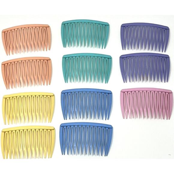Vintage Lot Goody Hair Side Combs Pastels Peach Blue Pink Yellow Pull Clips (11) main image 5